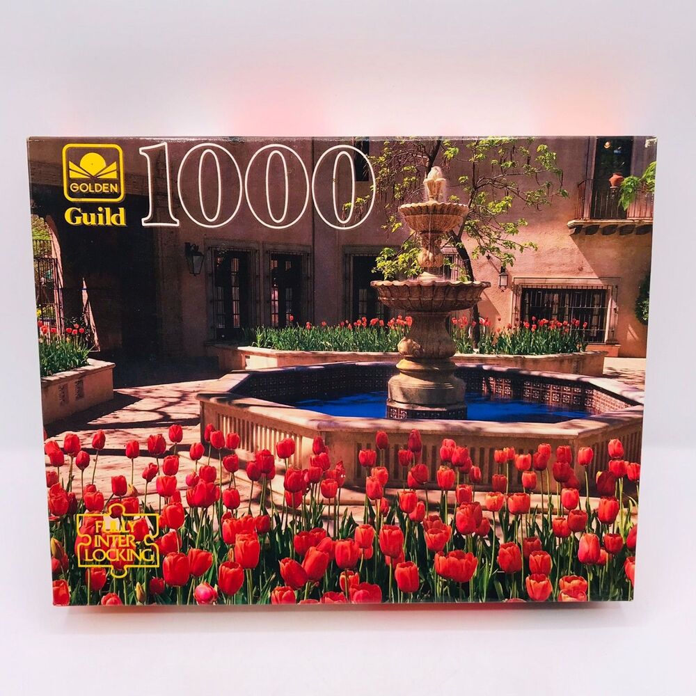 1000 Piece - Golden Guild Jigsaw Puzzle - Floral Courtyard - Tulips, New Sealed